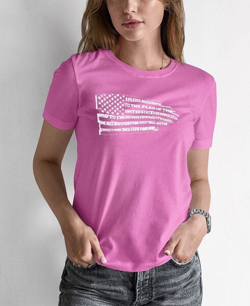 Women's Word Art Pledge of Allegiance Flag T-Shirt