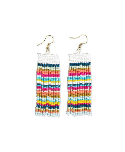 INK+ALLOY Women's Adaline Horizontal Stripe Beaded Fringe Dangle Boho Earrings, 3.25-Inch (Multi Color)