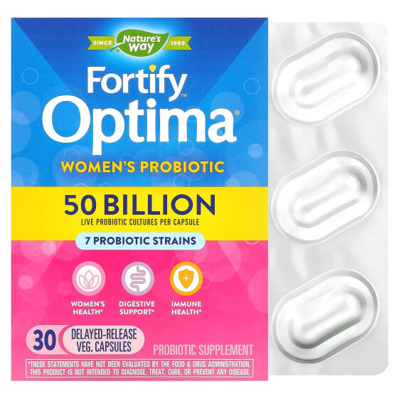 Пробиотик женский NATURE'S WAY Fortify Optima, 50 миллиардов, 30 капсул, для регулирования микрофлоры