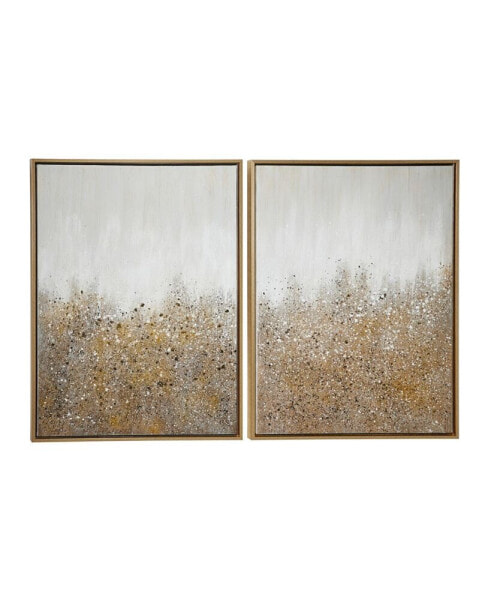 Multimedia and Abstract Art Paintings with Glitter, Set of 2
