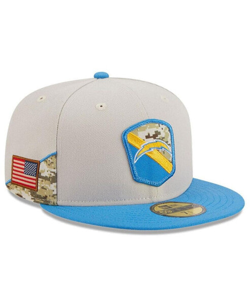 Men's Stone, Powder Blue Los Angeles Chargers 2023 Salute To Service 59FIFTY Fitted Hat