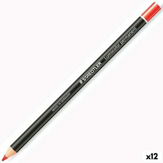 Карандаши Staedtler Lumocolor Permanent Glasochrom постоянный Красный (12 штук)