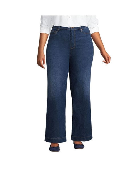 Plus Size Recover High Rise Wide Leg Blue Jeans