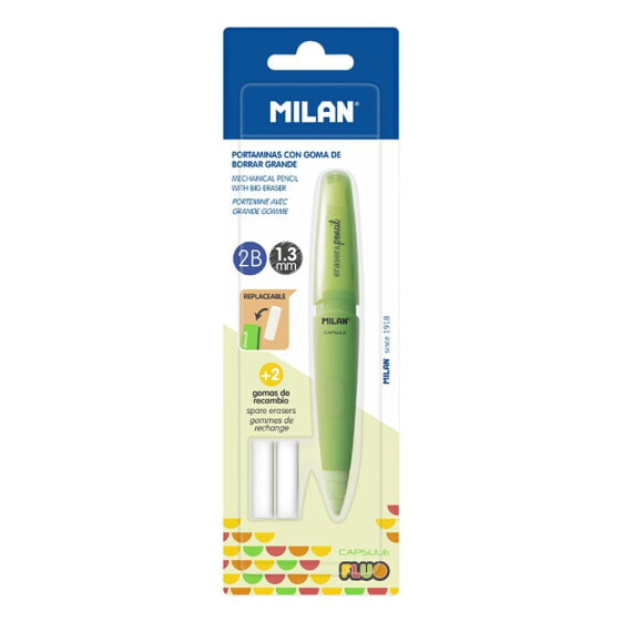 MILAN Blister Pack Capsule Fluo 2B Mechanical Pencil+2 Spare Erasers