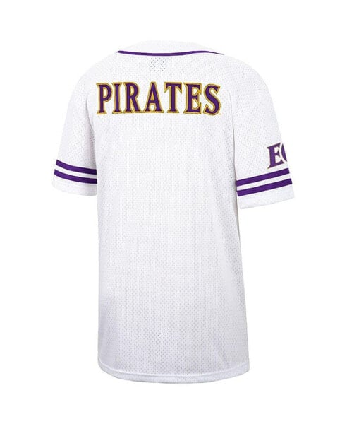 Men's White and Purple ECU Pirates Free Spirited Baseball Jersey