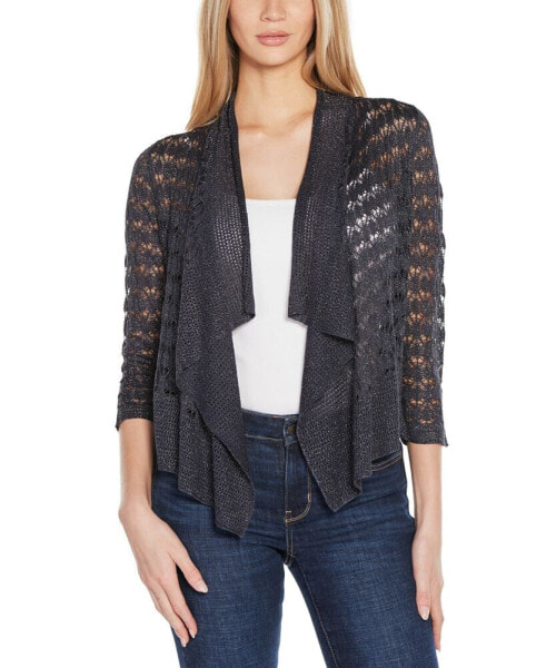 Women's Pointelle Stich Flowy Open Cardigan