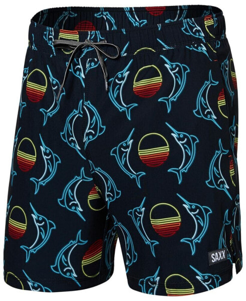 Men's Oh Buoy 2N1 Sunset Crest Printed Volley 5" Swim Shorts