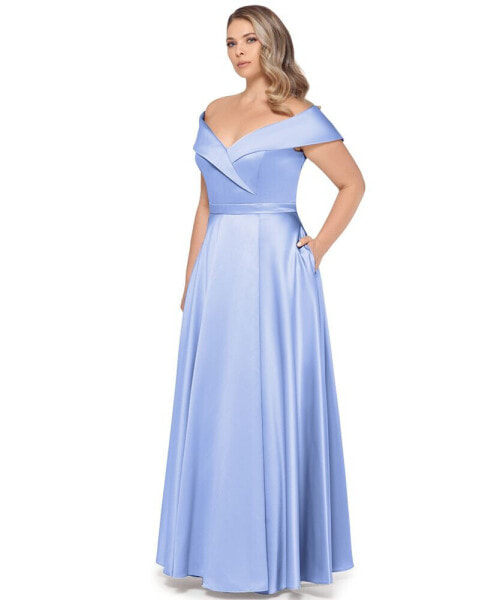 Plus Size Off-The-Shoulder Gown