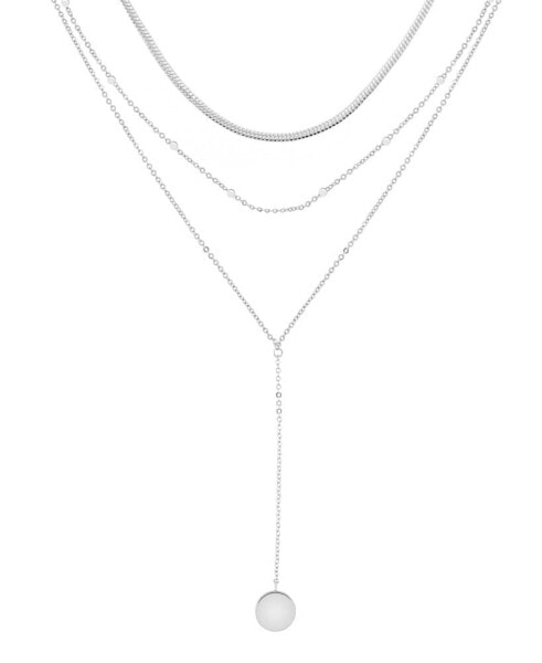 Triple Chain 15" Layered Y-Necklace in Silver Plate