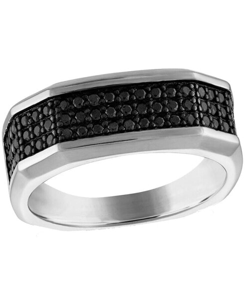 Men's Black Diamond Octagon Cluster Ring (3/4 ct. t.w.) in Sterling Silver-Plate