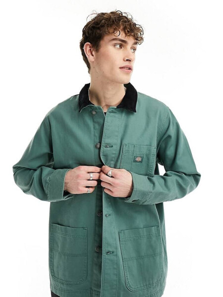 Dickies duck canvas unlined chore coat in dark green 