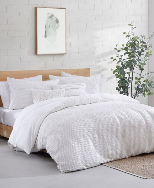 Modern Waffle 3 Piece Duvet Cover Set, Queen