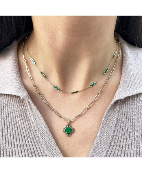 Malachite Bar Chain Necklace