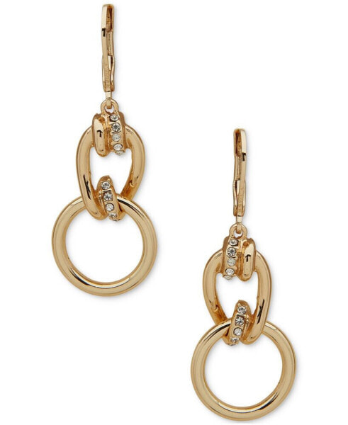 Gold-Tone Pavé Link Double Drop Earrings