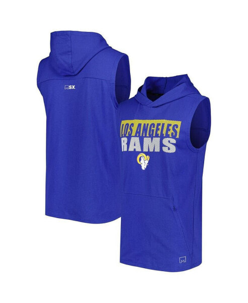 Men's Royal Los Angeles Rams Relay Sleeveless Pullover Hoodie