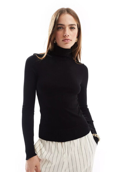 Stradivarius roll neck jumper in black