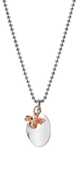 Unique silver bicolor necklace with diamond Memories DP878 (chain, pendant)