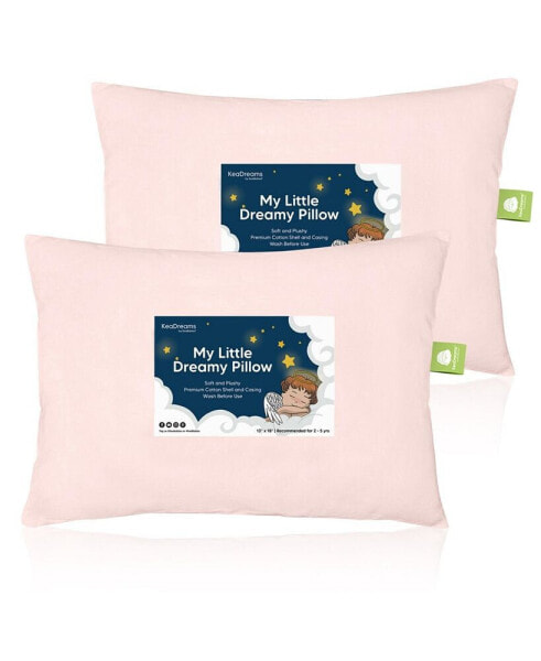 2pk Toddler Pillow, Soft Organic Cotton Toddler Pillows for Sleeping, 13X18 Kids Pillow