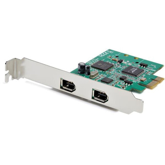 2-Port PCI Express FireWire Card - PCIe FireWire 1394a Adapter - PCI Express - IEEE 1394/Firewire - PCIe 1.1 - Green - Texas Instruments - TSB82AA2 - 0.4 Gbit/s
