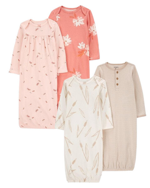 Baby 4-Pack Mixed Print Night Gowns Set NB