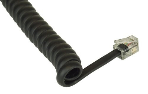 InLine Coiled Cord RJ10 direct assigned male / male - black - up to 4m