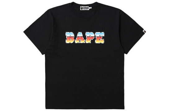 BAPE 胸前渐变字母短袖T恤 男款 送礼推荐 / Футболка BAPE T 0ZXTEM109073C