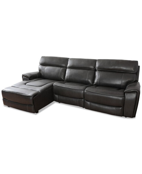 Hutchenson 114.5" 3-Pc. Zero Gravity Leather Sectional with 1 Power Recliner and Chaise, Created for Macy's