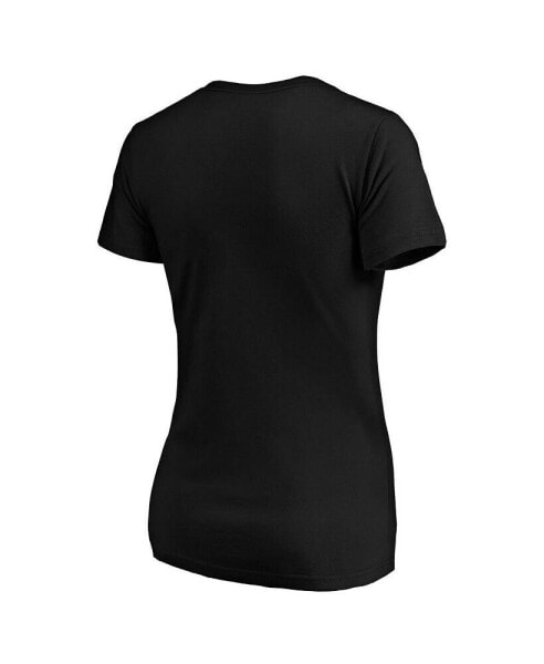 Women's Black Charlotte FC Primary Logo V-Neck T-shirt