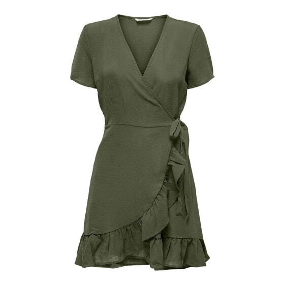 ONLY Nova Life Marlie Wrap Solid Short Sleeve Short Dress