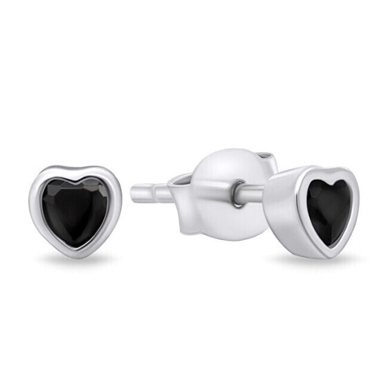 Delicate silver earrings with zircons Hearts EA599WBC