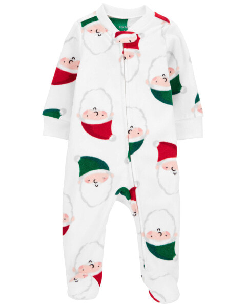 Baby Santa Zip-Up Fleece Sleep & Play Pajamas 6M