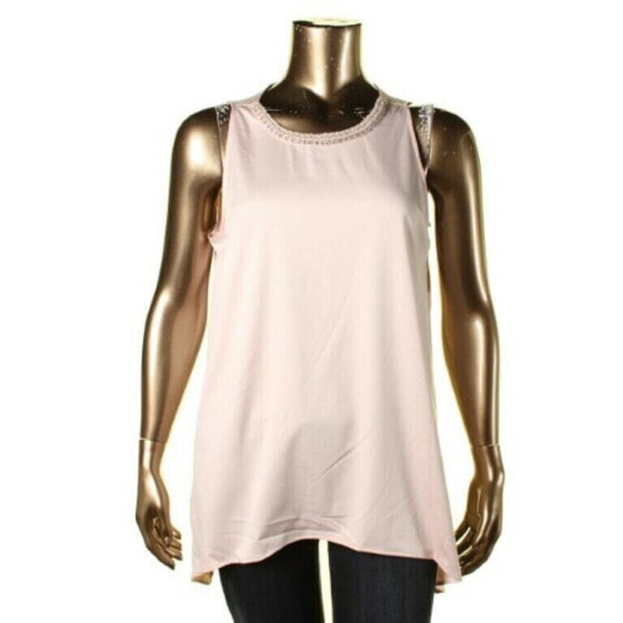 Alfani Women's Sleeveless Embellished Scoop Neck Top Pink Bliss 14