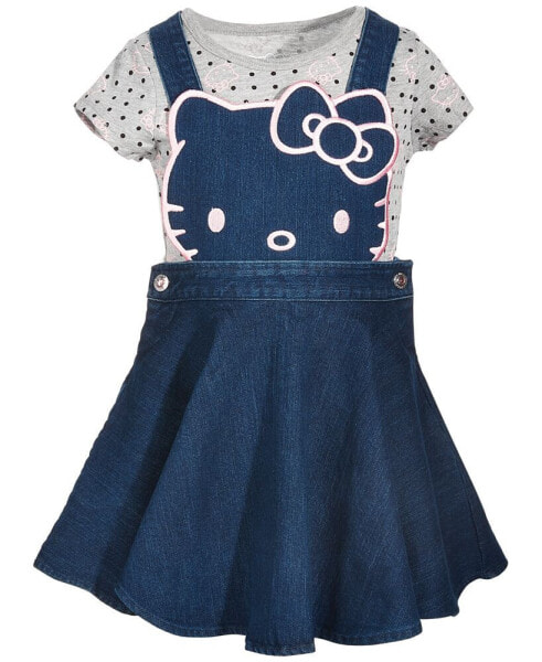 Little Girls 2-Pc. Denim Skirtall & T-Shirt Set