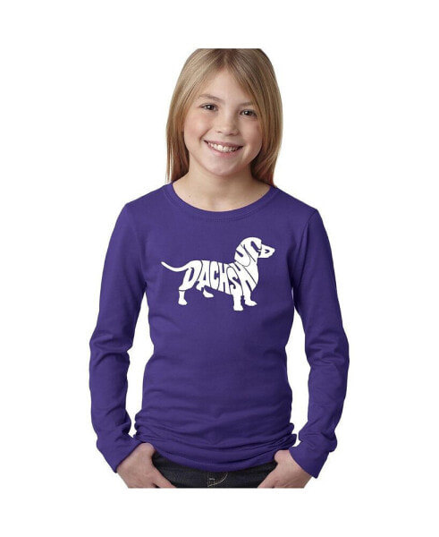 Big Girl's Word Art Long Sleeve T-Shirt - Dachshund