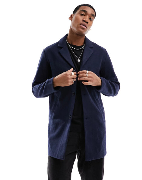 Jack & Jones overcoat in navy