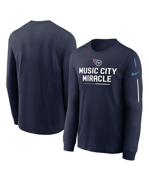 Men's Navy Tennessee Titans Team Slogan Long Sleeve T-shirt