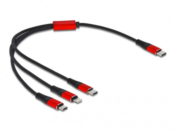 Кабель для зарядки USB 2.0 Delock 86710 - 0.3 м - USB C - USB C/Micro-USB B/Lightning - Черный - Красный