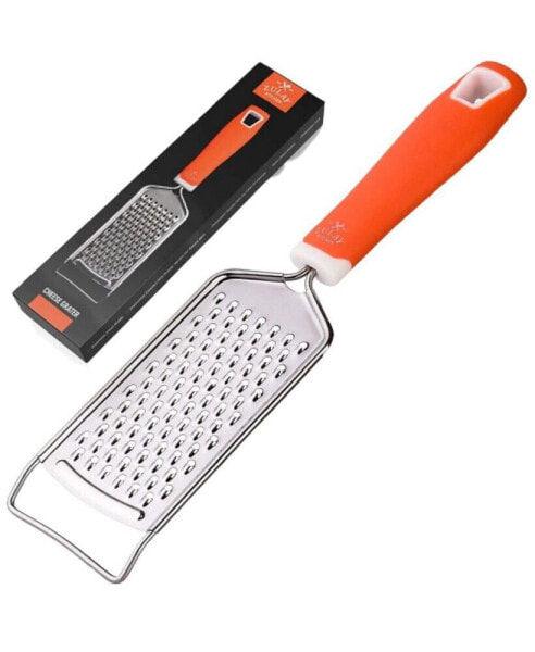 Professional Stainless Steel Flat Handheld Cheese Grater (Orange)