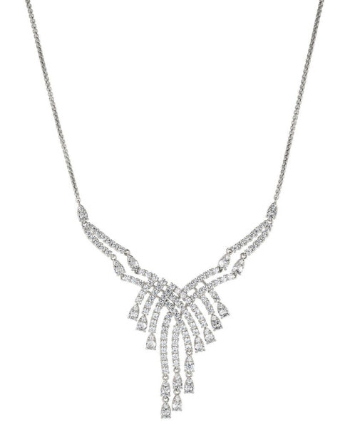 Silver-Tone Cubic Zirconia Bib Necklace, 16" + 2" extender, Created For Macy's