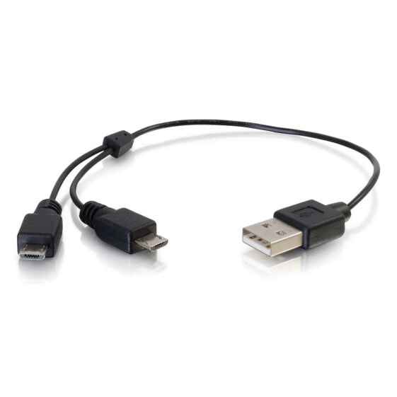 C2G 81709 - 0.25 m - USB A - 2 x Micro-USB B - USB 2.0 - Male/Male - Black