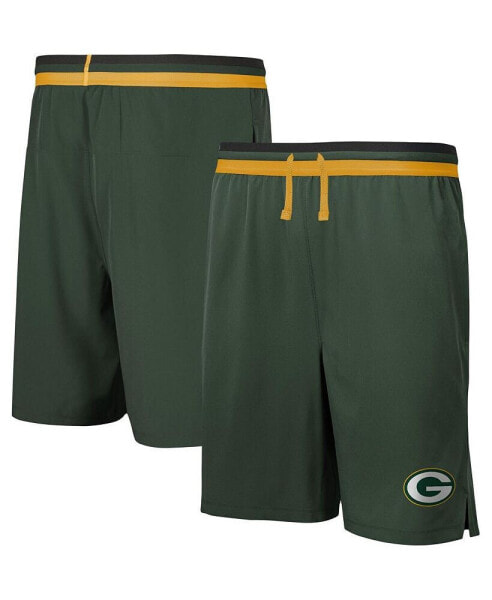 Men's Green Green Bay Packers Cool Down Tri-Color Elastic Training Shorts