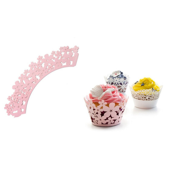 IBILI Pink flower cupcake wrapper 10 units