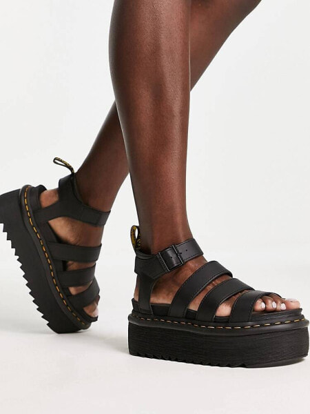 Dr Martens Blaire Quad flatform sandals in black 