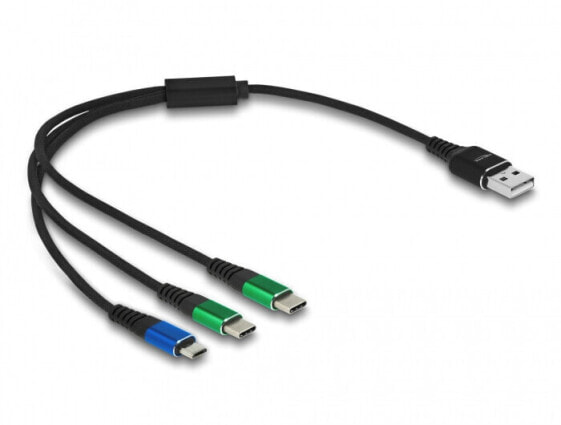 Delock 87883 - 0.3 m - Micro-USB B - 2 x USB C - USB 2.0 - Black - Blue - Green