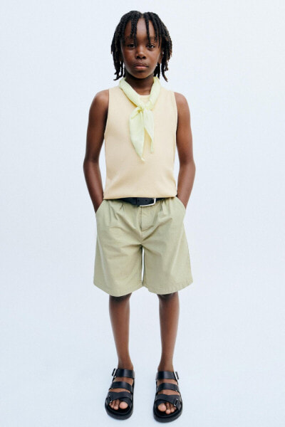 True neutrals poplin bermuda shorts