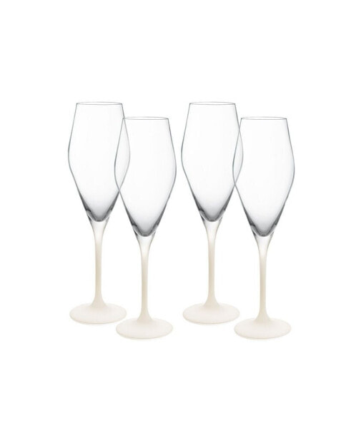 Villeroy Boch Manufacture Rock Blanc Flutes Glasses, Set of 4