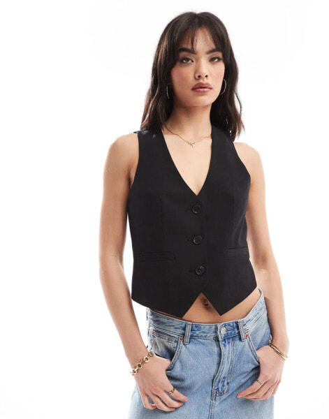 ASOS DESIGN tailored waistcoat in black