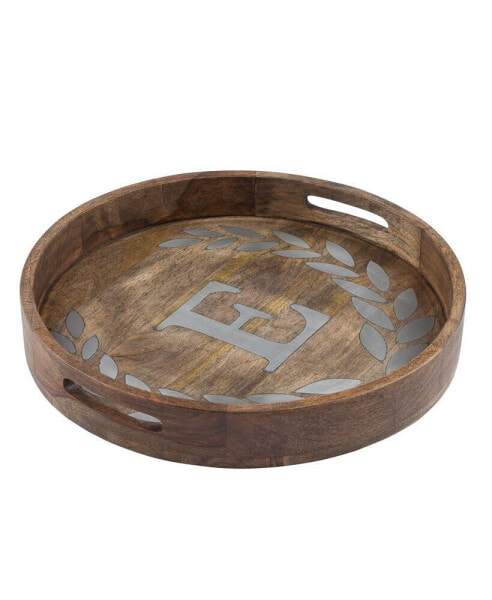 Heritage Collection Monogram Mango Wood Round Tray