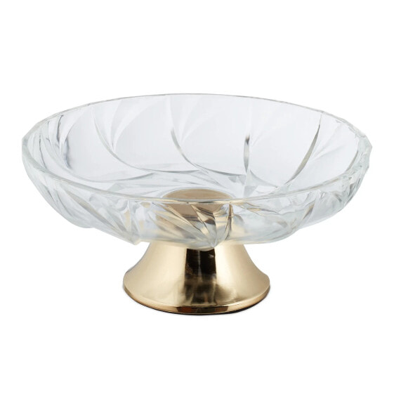 Столовая посуда Relaxdays Стеклянная чаша с золотистым подставкой