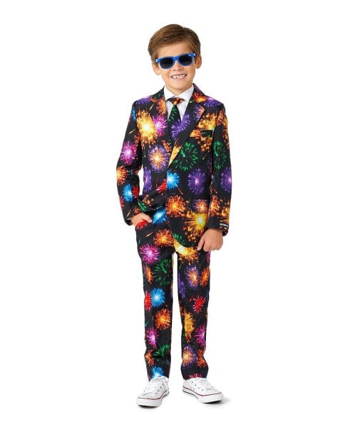 Big Boys Fireworks Button Closure Suit Set